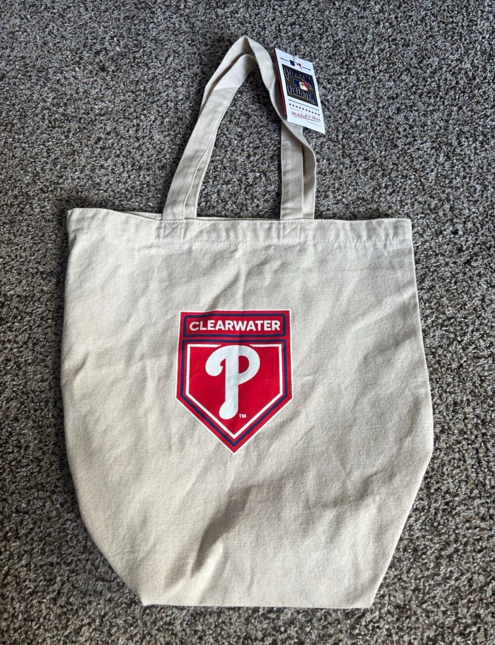 Mitchell & Ness Cooperstown Collection Clearwater Phillies Cream Tote Bag